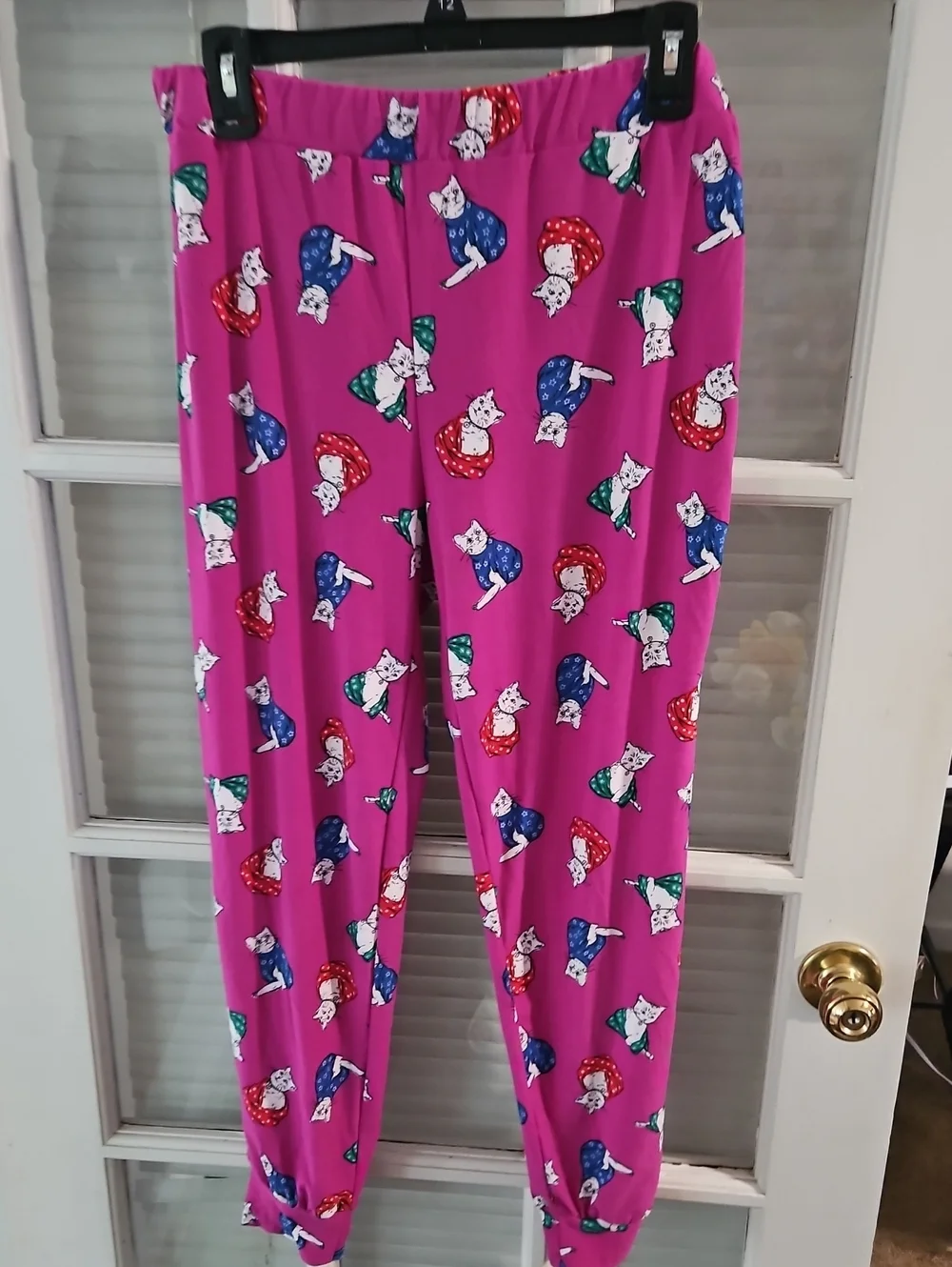 ❤️ Simple Pleasures Ladies Pink Cat Print Pajama Pants. Sz Large